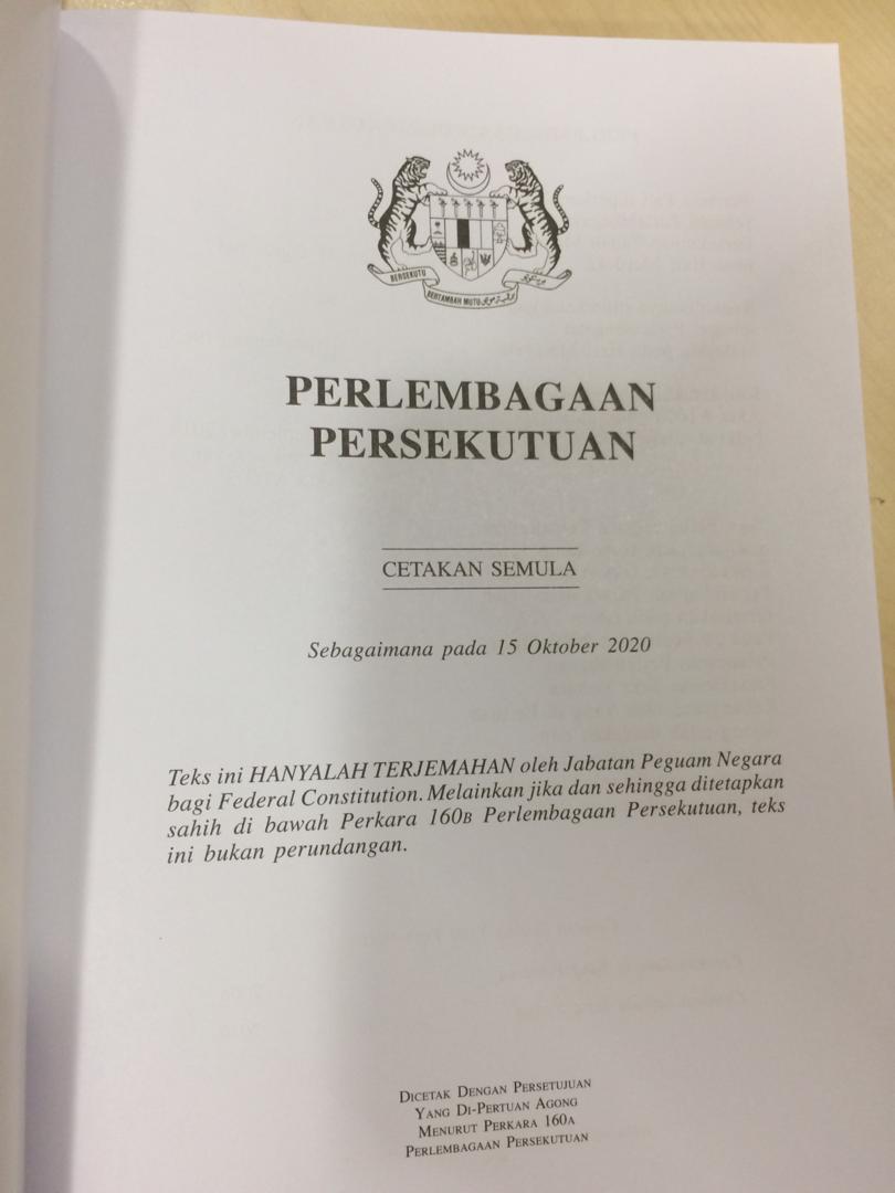 PERLEMBAGAAN PERSEKUTUAN 2020 (REPRINT 2020)