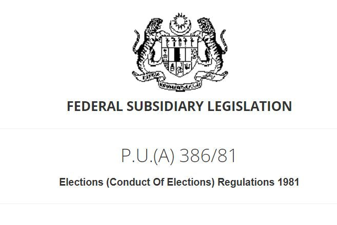 PERATURAN PILIHAN RAYA (PERJALANAN PILIHAN RAYA) 1981	(P.U.(A) 386/81)